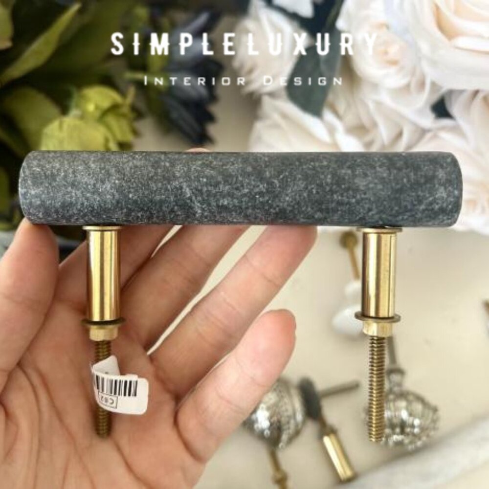 3''  Green  Marble Rods Brass Handles